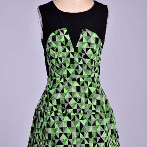Geometric A-Line Dress - Picture 1 of 4